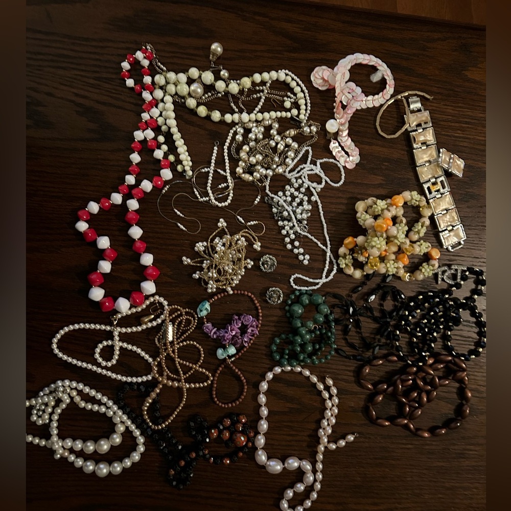 Vintage jewelry mostly beaded necklaces but other pieces as well